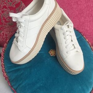 Dolce Vita Platform Cream White and Tan Sneakers
